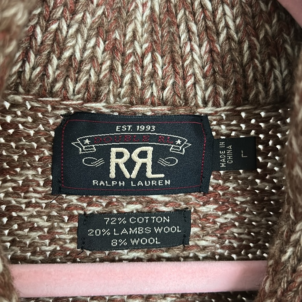 RRL men’s Marled yarn shawl collar sweater - Picture 5 of 7